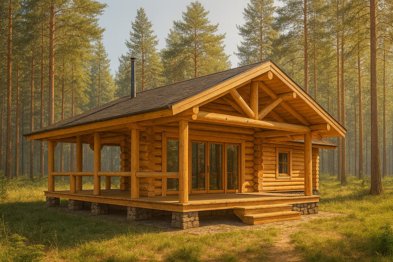 Проект 41 — Дом-баня Воскресенье — баня ручной рубки, 60 м²