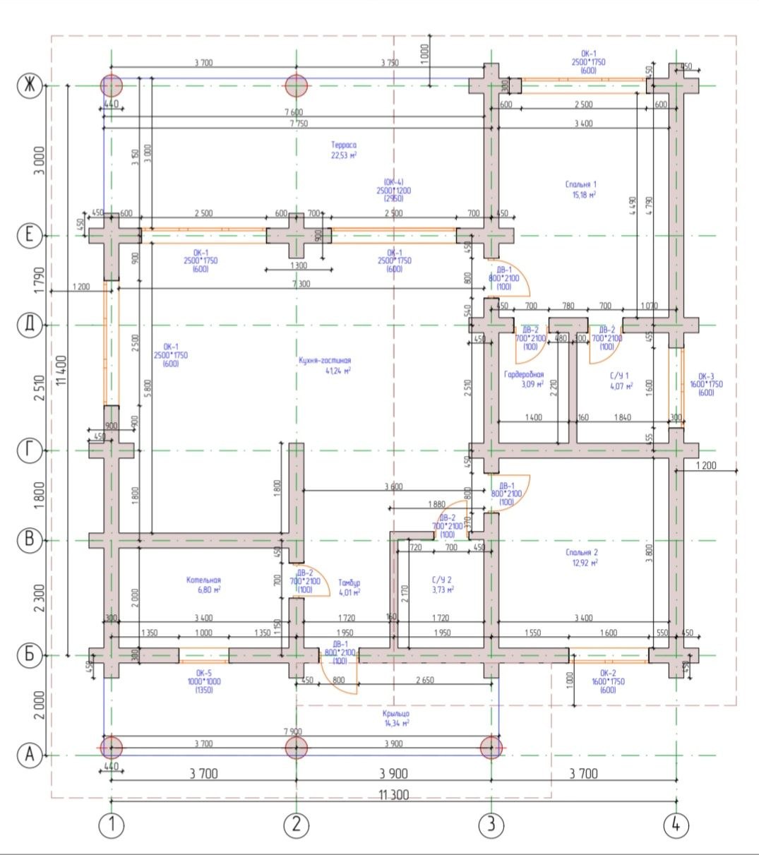 Проект 55 — Дом-шале Солнечногорск 130 м2 — дом ручной рубки, фото 4